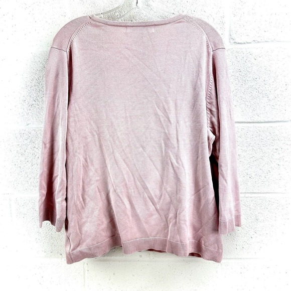 Prize Stretch Silk Blend Faux Wrap Long Sleeve V-Neck Pink Blouse Top Sz XXL - Picture 4 of 6